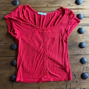 CAUTION TO THE WIND | Ribbed Red Crop top